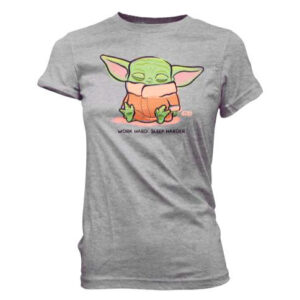 Star Wars Mandalorian Cute Yoda The Bambino Sleeping Grey Women T-shirt Funko