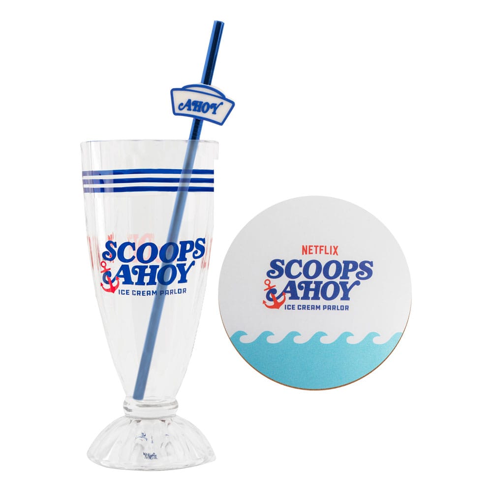 Stranger Things Milkshake Glass Set Scoops Ahoy Cinereplicas
