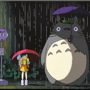 STUDIO GHIBLI TOTORO BUS STOP WOOD PANEL POSTER