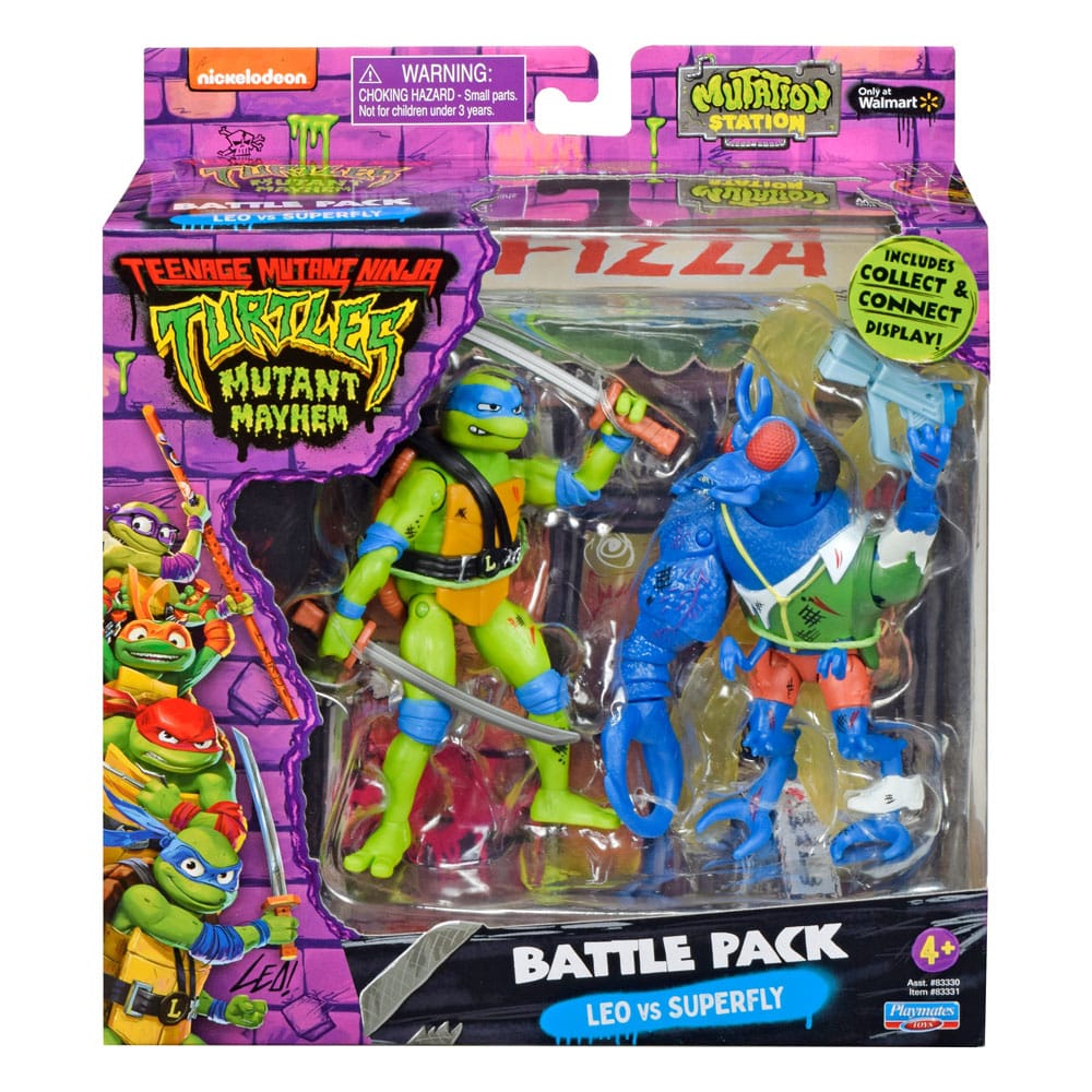 Tartarughe Ninja Action Figures Leonardo Vs. Super Fly 11 Cm Playmates