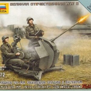 Zvezda Z6117 GERMAN 20 mm ANTI AIRCRAFTGUN W/2 CREW KIT 1:72 Modellino