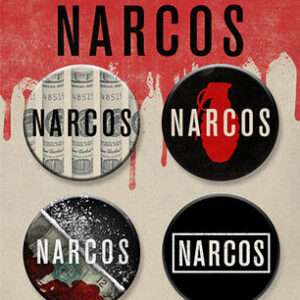 AQUARIUS ENT NARCOS LOGOS BUTTONS 4 PACK SPILLA