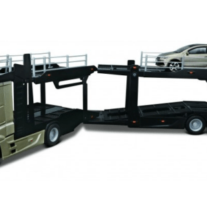 BBURAGO BU31458 MERCEDES ACTROS 2545 MULTICAR CARRIER + VW POLO GTI 2016 GOLD 1:43 1:43 Modellino