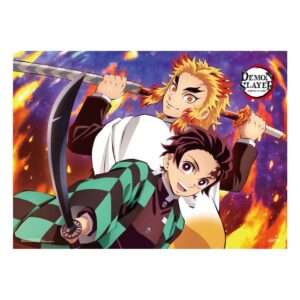 Demon Slayer: Kimetsu No Yaiba Fabric Poster Tanjiro E Kyojuro Rengoku 84 X 118 Cm Popbuddies