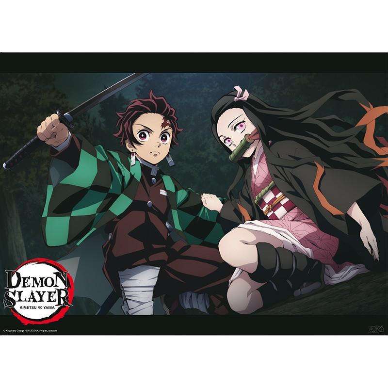 Demon Slayer - Poster "Tanjiro e Nezuko Posizione di Combattimento" 52x38 cm Abystyle