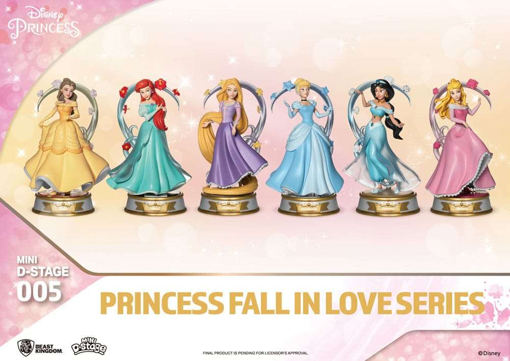 Disney Mini Diorama Stage Statuas Princess Fall In Love Series 12 Cm Beast Kingdom Toys