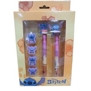 Disney Stitch Pen + Pencil + 4 erasers pack Karactermania