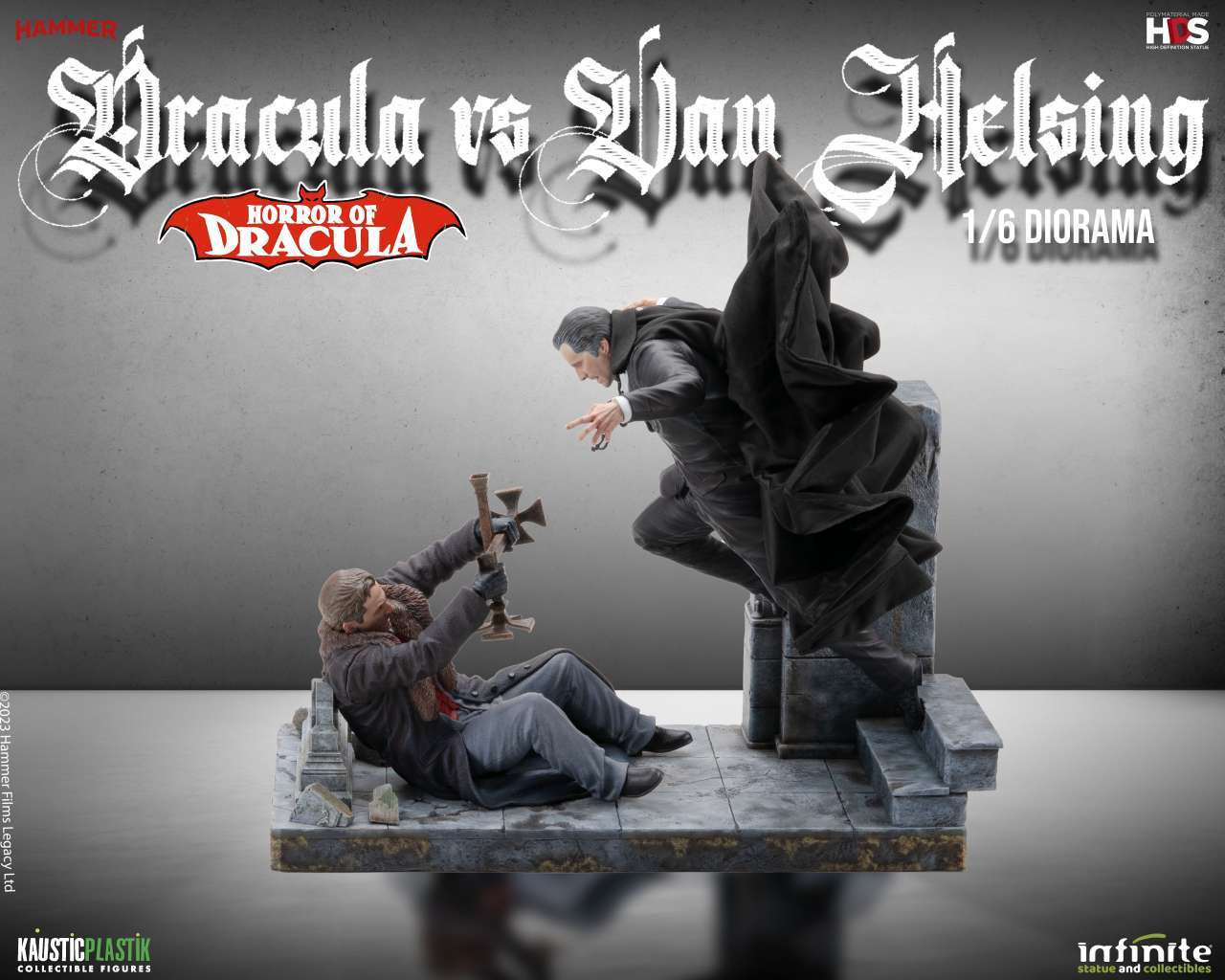 Dracula Statua Diorama Resina Dracula Vs Van Helsing 28x43x40.5 Infinite Statue