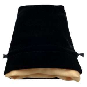 Fanroll Dice Bag Velvet Black Con Gold Satin Small Fanroll