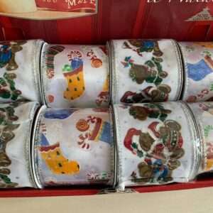 GALVAS NASTRO BIANCO NATALE PER DECORAZIONE ASSORTITI ADDOBBI NATALE