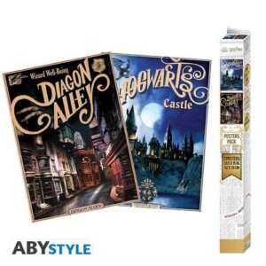 Harry Potter - Retro Hogwarts & Diagon Alley - Poster (52x38) Gadget