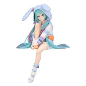 Hatsune Miku Noodle Stopper Pvc Statua Hatsune Miku Rabbit Ear Hood Pajama Blue Color Ver. 14 Cm Furyu