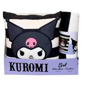 Hello Kitty Kuromi Coperta In Pile + Cuscino Set Sanrio