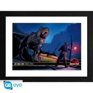 Jurassic Park Stampa Incorniciata "Alan Grant Vs T-Rex" (30x40 Cm) GB Eye