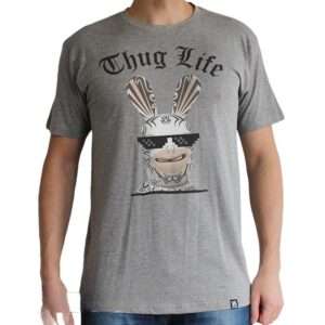 Lapins Cretins - Tshirt "thug Life" Uomo Ss Grigio Sport - Basic Medium