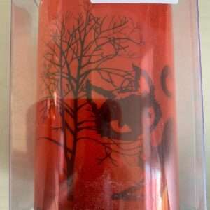 LUMINO ELETTRICO ROSSO CON DECORAZIONI CERO DI HALLOWEEN 11 CM