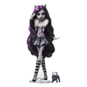 Monster High Reel Drama Bambola Clawdeen Wolf In Black E White Mattel