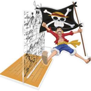 One Piece Fermalibri Acrilico Monkey D. Luffy con la Bandiera 15 Cm Abystyle