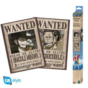 One Piece Set 2 Posters Chibi 52x38 Cm Wanted Mihawk & Crocodile Abystyle