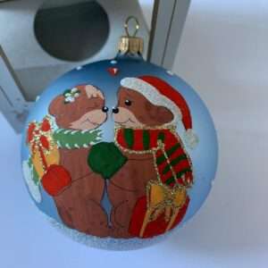 PALLINA CON ORSETTI DIPINTA A MANO 10 CM ADDOBBI NATALE