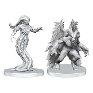 Pathfinder Deep Cuts Unpainted Miniatures Gylou (handmaiden Devil) & Ferrugon (rust Devil) Wizbambino
