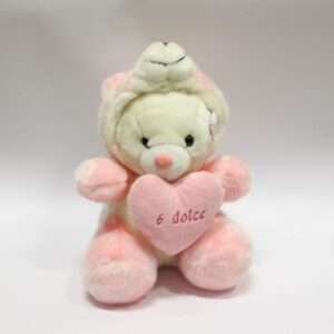 Peluche Orsetto Bianco/Rosa Trasformabile Pansa "6 Dolce" 30 cm