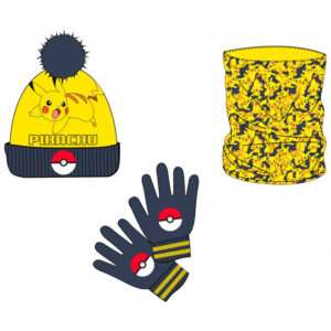 Pokemon Pikachu Snood, Cappello E Guanti Set Nintendo