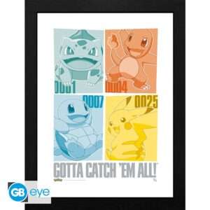 Pokemon Stampa Incorniciata "Pikachu & Kanto Starters" (30x40 Cm) GB Eye