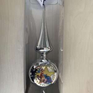 PUNTA PER ALBERO ARGENTO WINNIE THE POOH TIGRO E HI-HO 30 CM ADDOBBI NATALE