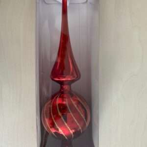 PUNTA PER ALBERO ROSSA CON RIGHE ORO 30 CM ADDOBBI NATALE