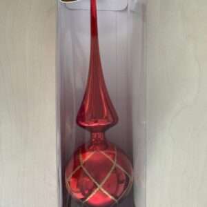 PUNTA PER ALBERO ROSSA CON ROMBI ORO 30 CM ADDOBBI NATALE