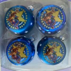 SET 4 PALLINE BLU WINNIE THE POOH TIGRO E HI-HO 12 CM ADDOBBI NATALE