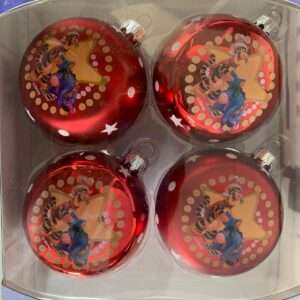 SET 4 PALLINE ROSSE WINNIE THE POOH TIGRO E HI-HO 12 CM ADDOBBI NATALE