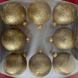 SET 8 PALLINE BRILLANTINATE ORO 6 CM ADDOBBI DECORAZIONI NATALE