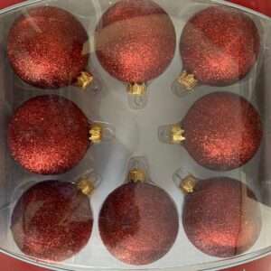 SET 8 PALLINE BRILLANTINATE ROSSE 6 CM ADDOBBI DECORAZIONI NATALE