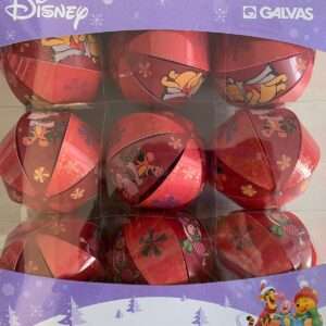 SET 9 PALLINE ROSSE WINNIE THE POOH WINNIE, TIGRO E PIMPI 10 CM ADDOBBI NATALE