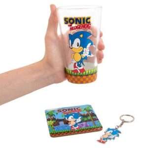 Sonic The Hedgehog Portachiavi, Glass E Sottobicchiere Set Classic Fizz Creations