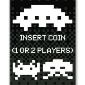 SPACE INVADERS INSERT COIN FLAT MAGNET Magneti Aquarius Ent