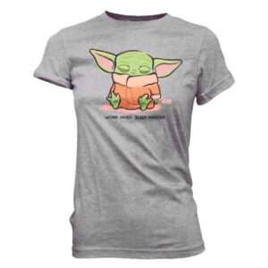 Star Wars Mandalorian Cute Yoda The Bambino Sleeping Grey Women T-shirt Funko