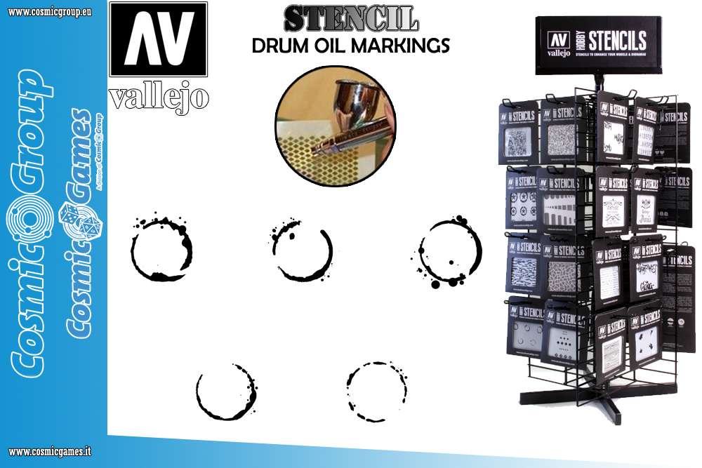 STENCIL STAFV002 DRUM OIL MARKINGS ACCESSORI PER MODELLISMO VALLEJO VALLEJO