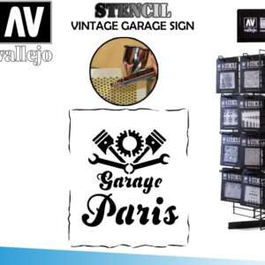 STENCIL STLET001 VINTAGE GARAGE SIGN 125 ACCESSORI PER MODELLISMO VALLEJO VALLEJO