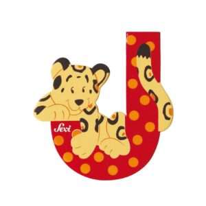 Trudi Sevi 81610 - Letteraa J Jaguaro In Legno Rosso 7,5 Cm Decorazione