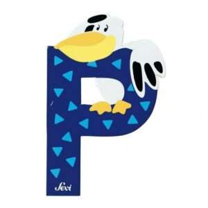 Trudi Sevi 81616 - Letteraa P Pellicano In Legno Blu 9,5 Cm Decorazione