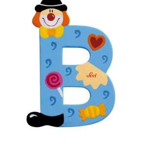 Trudi Sevi 81738 - Letteraa B In Legno A Forma Di Clown Blu 9,5 Cm Decorazione