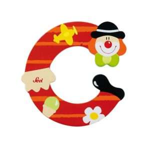 Trudi Sevi 81739 - Letteraa C In Legno A Forma Di Clown Rosso 8 Cm Decorazione