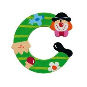 Trudi Sevi 81739 - Letteraa C In Legno A Forma Di Clown Verde 8 Cm Decorazione