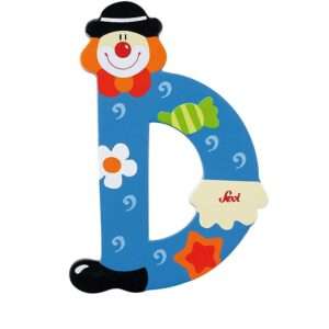 Trudi Sevi 81740 - Letteraa D In Legno A Forma Di Clown Blu 9,5 Cm Decorazione