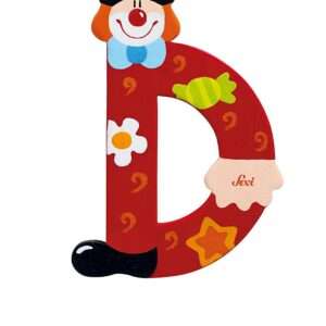 Trudi Sevi 81740 - Letteraa D In Legno A Forma Di Clown Rosso 9,5 Cm Decorazione