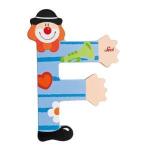 Trudi Sevi 81742 - Letteraa F In Legno A Forma Di Clown Blu 9,5 Cm Decorazione