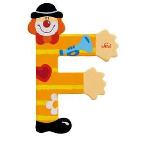 Trudi Sevi 81742 - Letteraa F In Legno A Forma Di Clown Giallo 9,5 Cm Decorazione